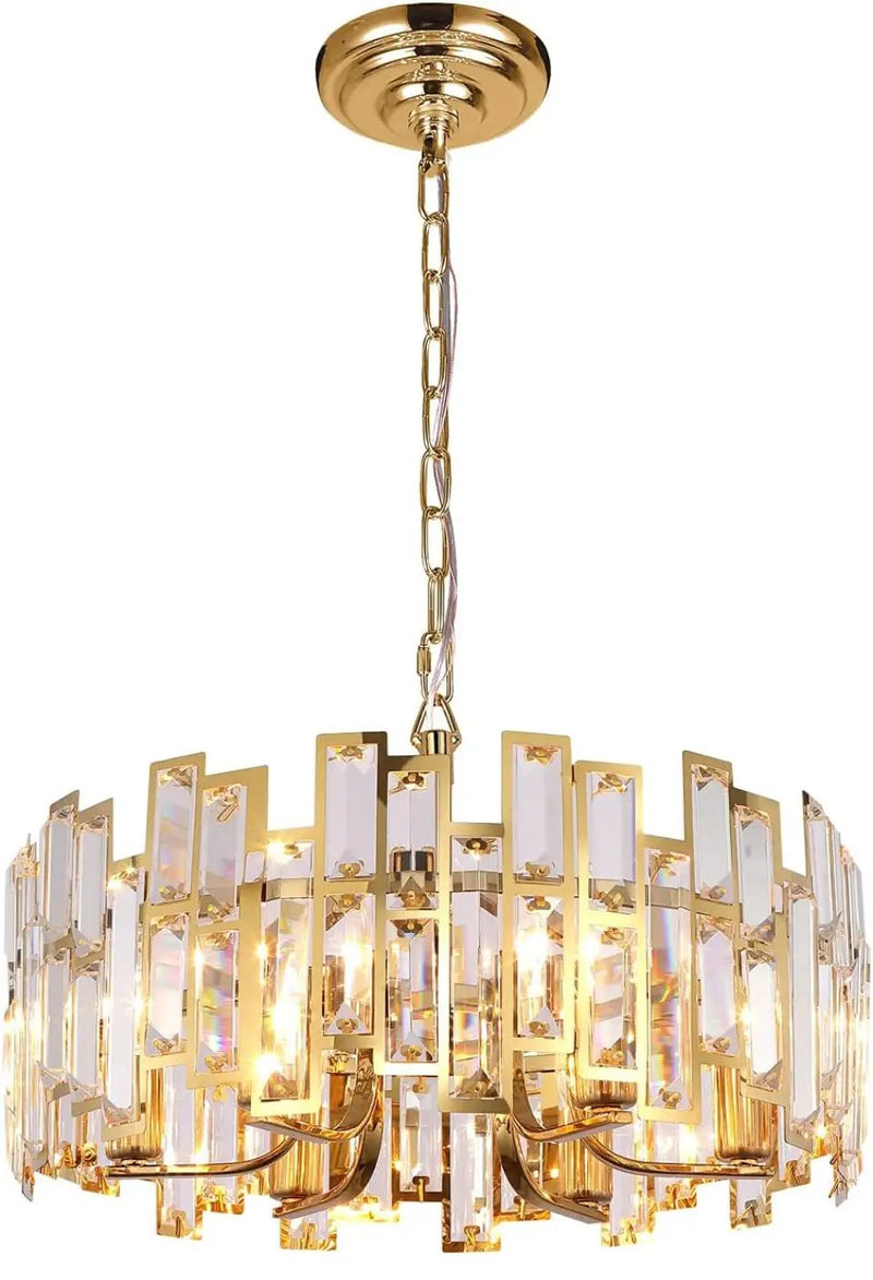Akeelighting Gold Chandeliers Lighting Modern Crystal Chandelier 6 Light Contemporary Girls Bedroom Dining Room Ceiling Hanging Pendant Chandelier Lighting Fixture by Selzalot