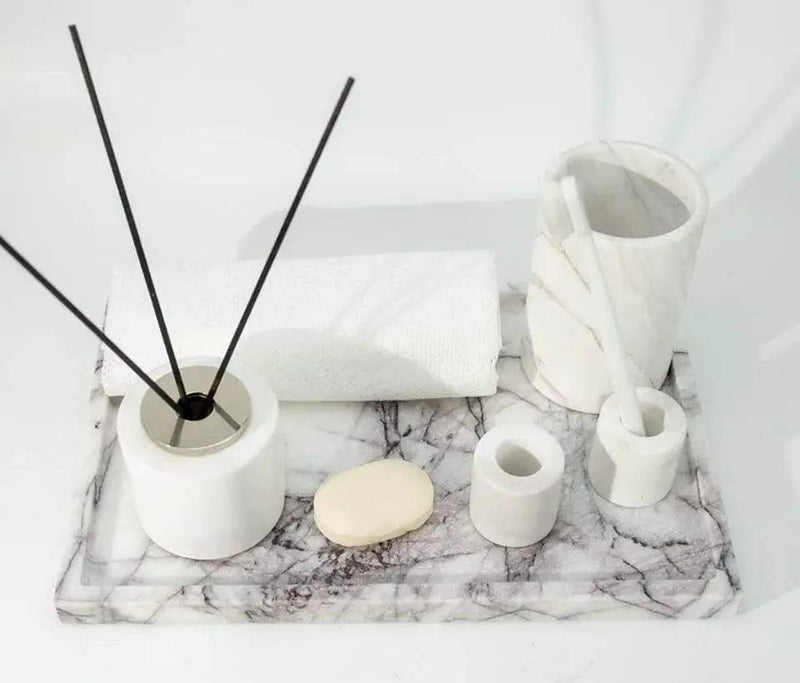 Open box DUANYAN Real Luxurious Vanity Tray Natural Genuine Marble Storage Tray for Home Decor Stone Tray for Bathroom/Kitchen/Vanity/Dresser Non-Res by Selzalot