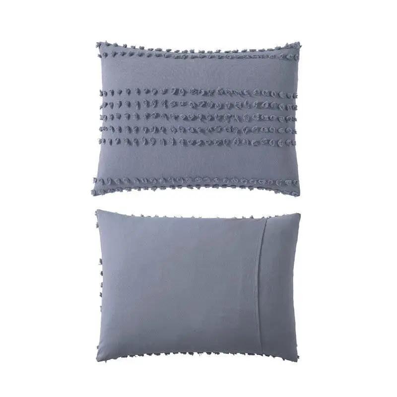 Full/Queen size 5-Piece 100-Percent Cotton Clip Dot Comforter Set in Denim Blue by HomePacific