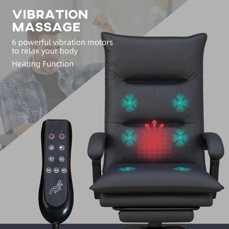 Double Padded Executive Massage Heated Office Chair Charcoal by HomePacific
