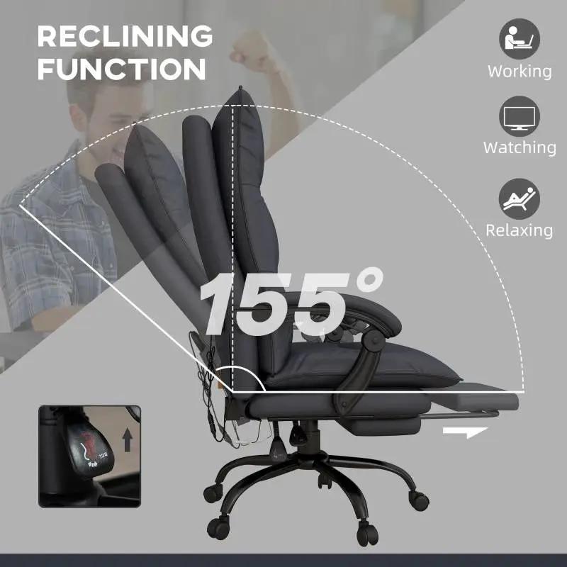 Double Padded Executive Massage Heated Office Chair Charcoal by HomePacific