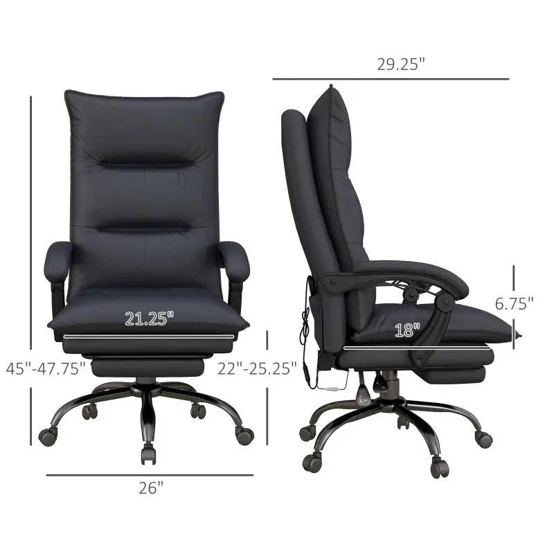 Double Padded Executive Massage Heated Office Chair Charcoal by HomePacific
