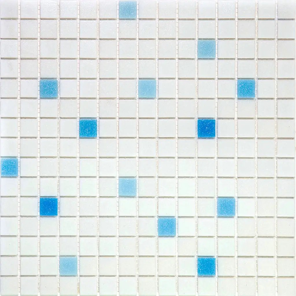 White Blue 12x12 Glossy Glass Uniform Square Mosaic Tile (20 pack, 20 sq ft/case) by Apollo Tile