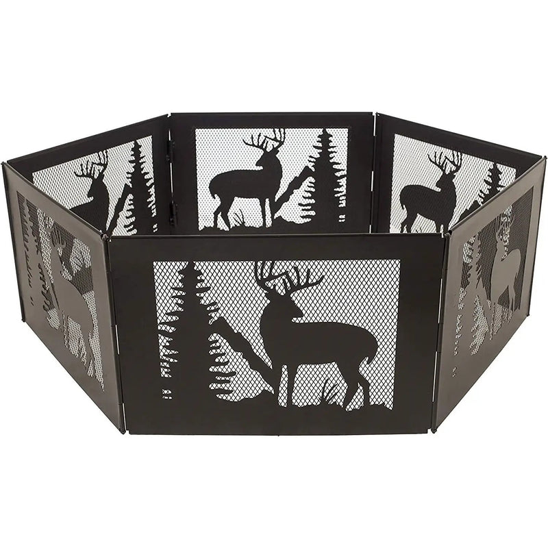 Deer Print Hexagon Portable Folding Steel Mesh Fire Pit w/ Carry Case by HomePacific