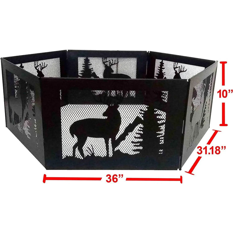Deer Print Hexagon Portable Folding Steel Mesh Fire Pit w/ Carry Case by HomePacific