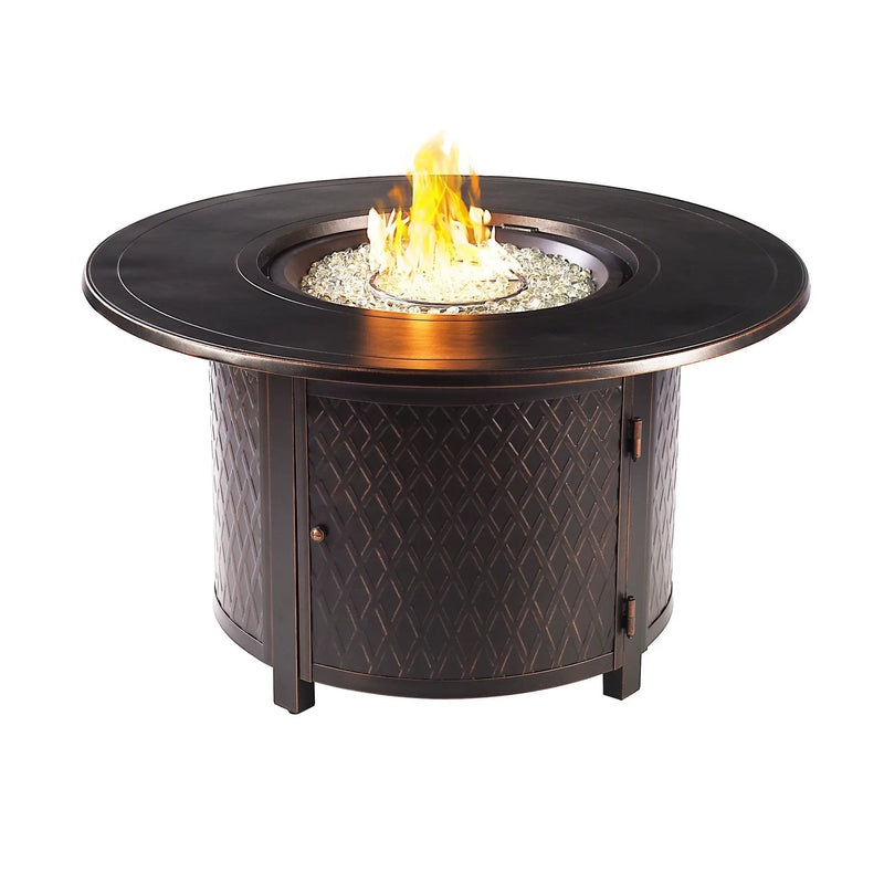 Aluminum 44-in Round Propane Fire Table with Beads, Covers and Lid by Sharicks