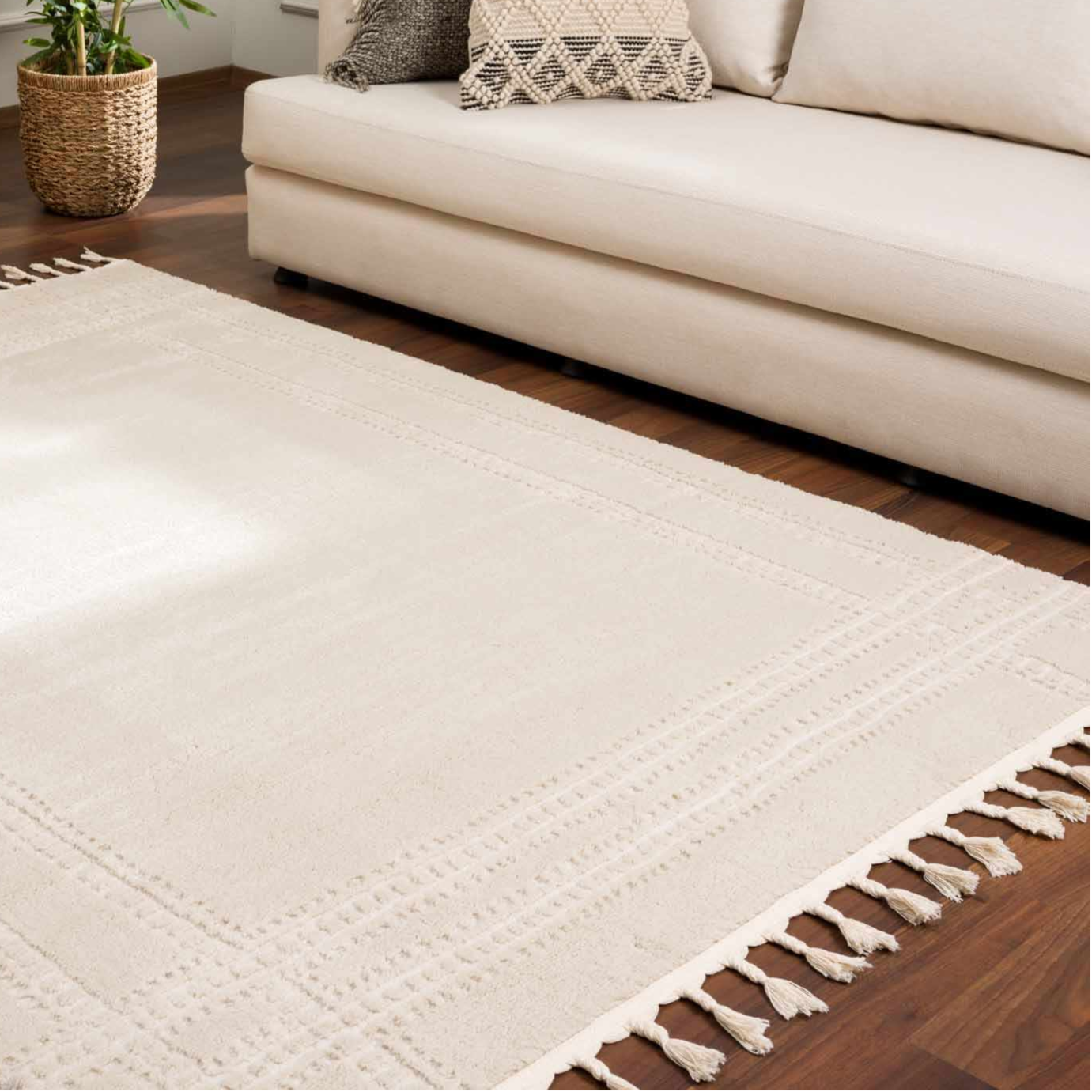 Ryuu Ivory Carved Area Rug by Boutique Rugs