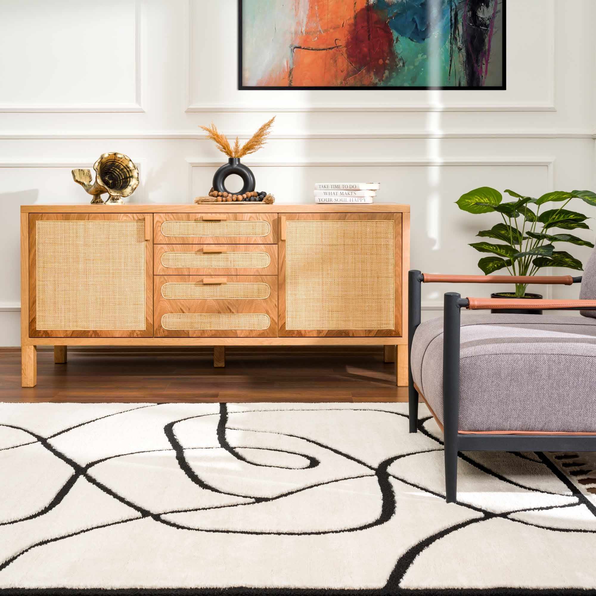 Azana Black & White Area Rug by Hauteloom
