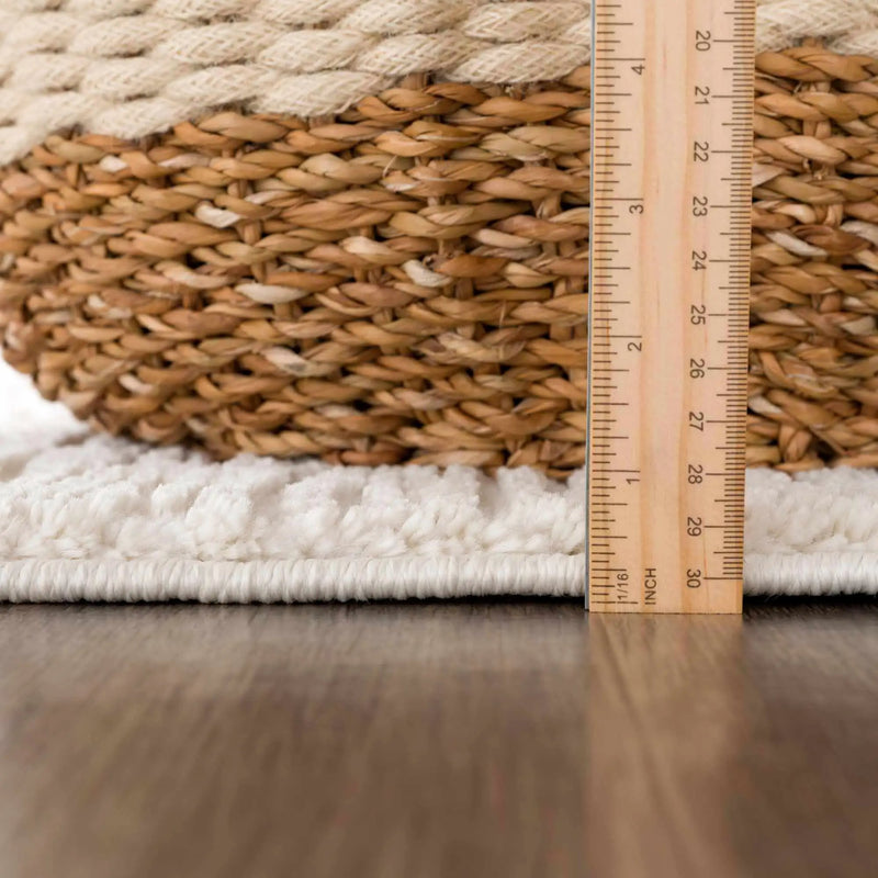 Riad Black Striped White Rug with Tassels by Boutique Rugs