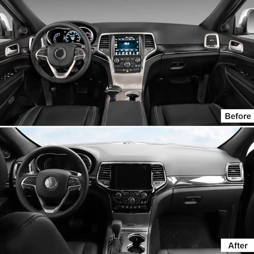 Open Box CheroCar for Jeep Grand Cherokee Dashboard Panel Trim & Door Handle Cover Kits Interior Accessories for 2011-2020 Jeep Grand Cherokee, Carbon by Selzalot