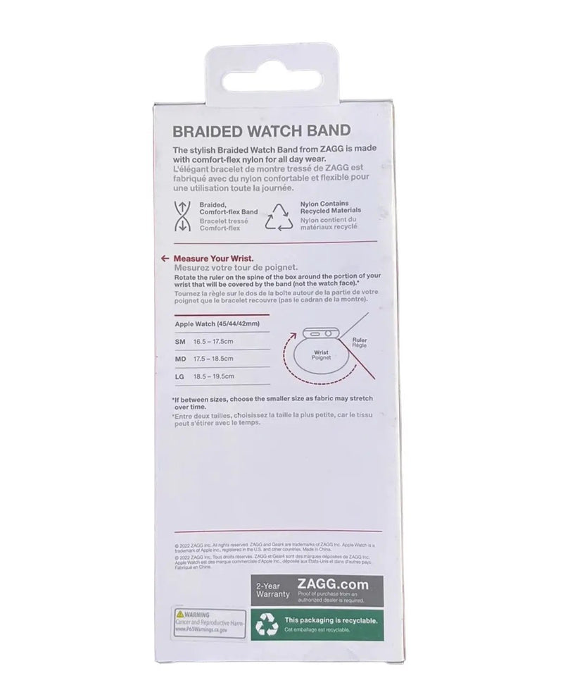ZAGG Gear4 Braided Stretchy Solo Loop Band – LG – Storm - Compatible with Apple Watch 42mm 44mm 45mm, Elastic Strap Wristbands for iWatch Series 7/6/SE/5/4/3/2/1, Large (705009501) by Selzalot