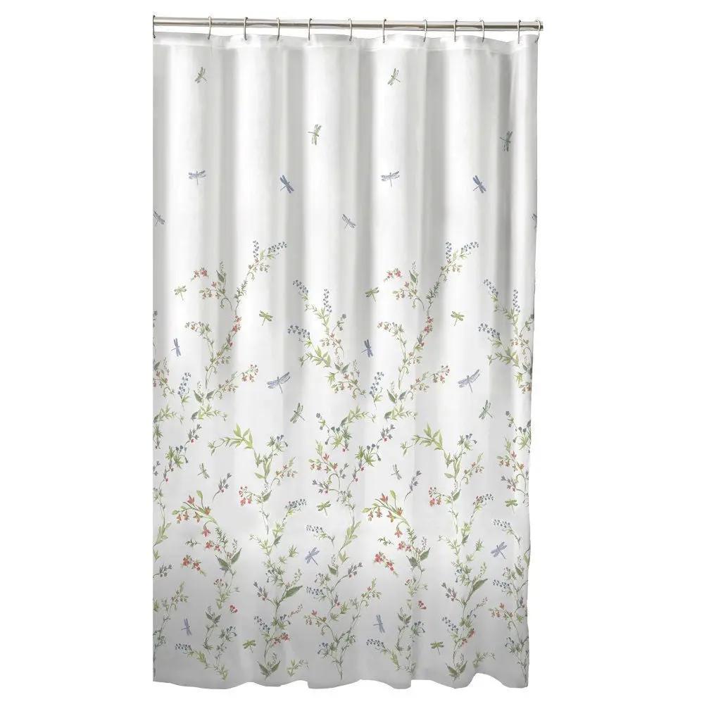 Floral Dragonfly Polyester Machine Washable Shower Curtain by HomePacific