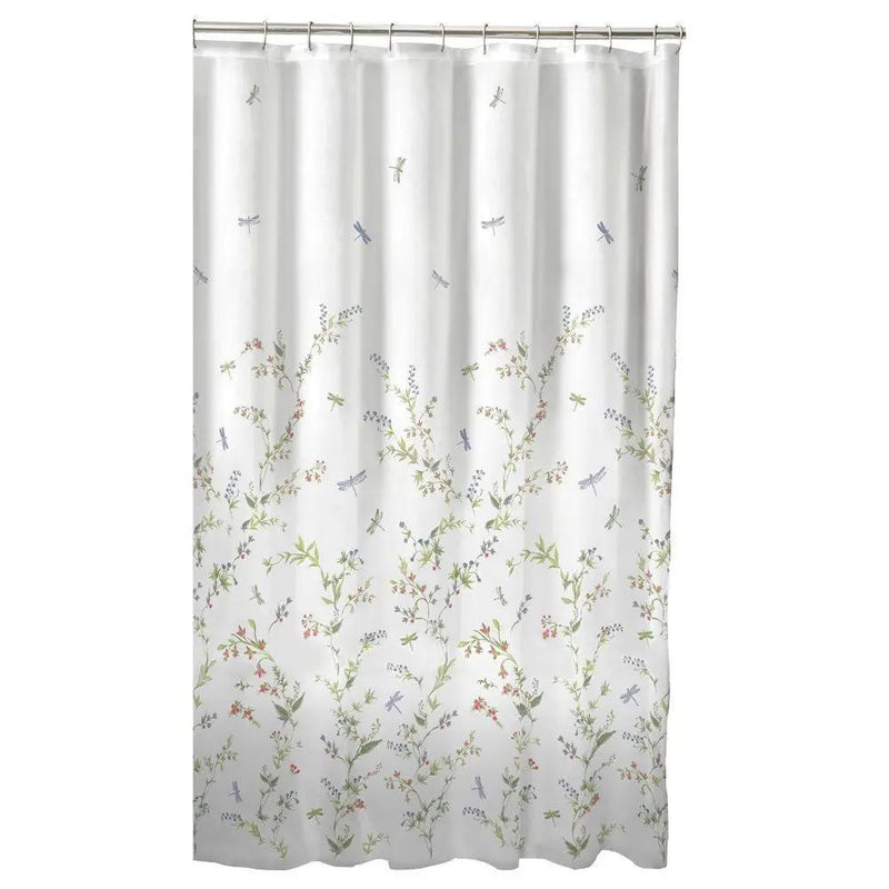 Floral Dragonfly Polyester Machine Washable Shower Curtain by HomePacific