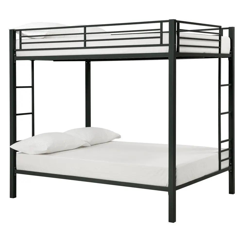 Full over Full size Sturdy Black Metal Bunk Bed by HomePacific