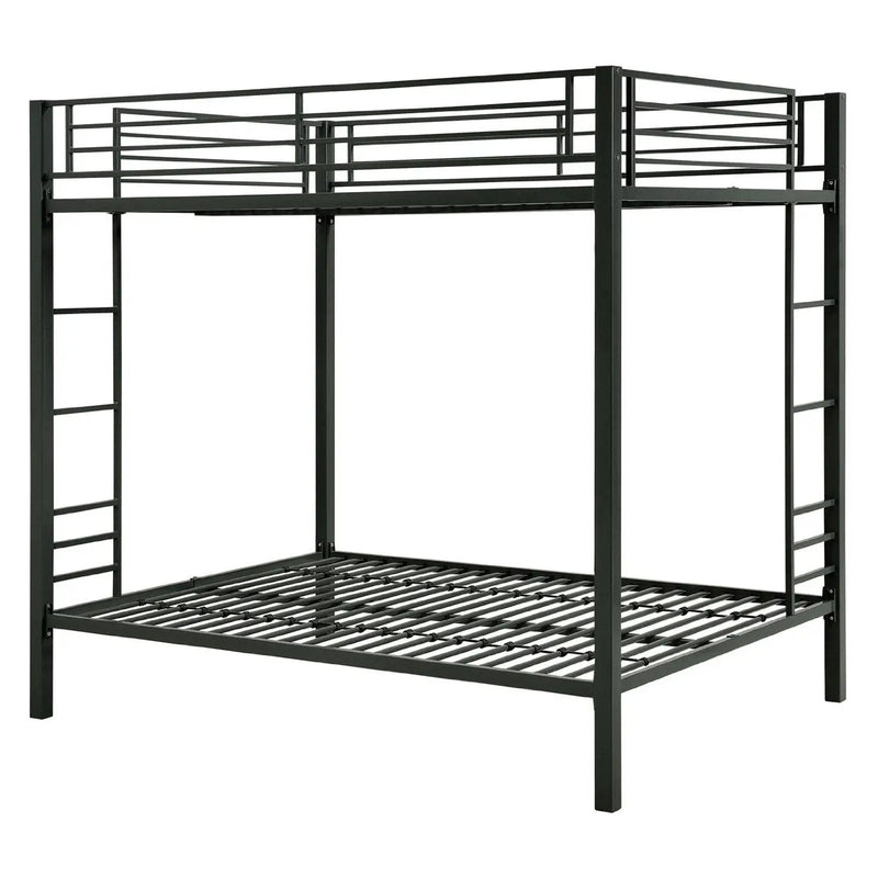 Full over Full size Sturdy Black Metal Bunk Bed by HomePacific