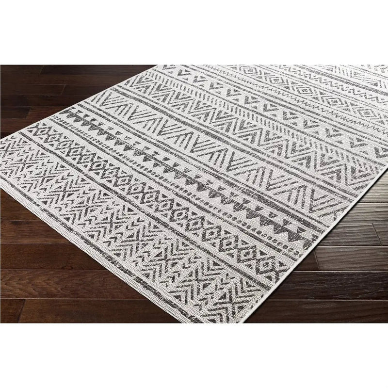 5 ft. x 8 ft. Black Off-White Chevron Coastal Boho Style Indoor Outdoor Area Rug by HomePacific