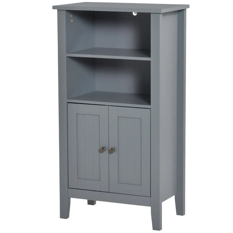 Gray 2 Tier Shelf Hidden Storage Bathroom Floor Cabinet by HomePacific