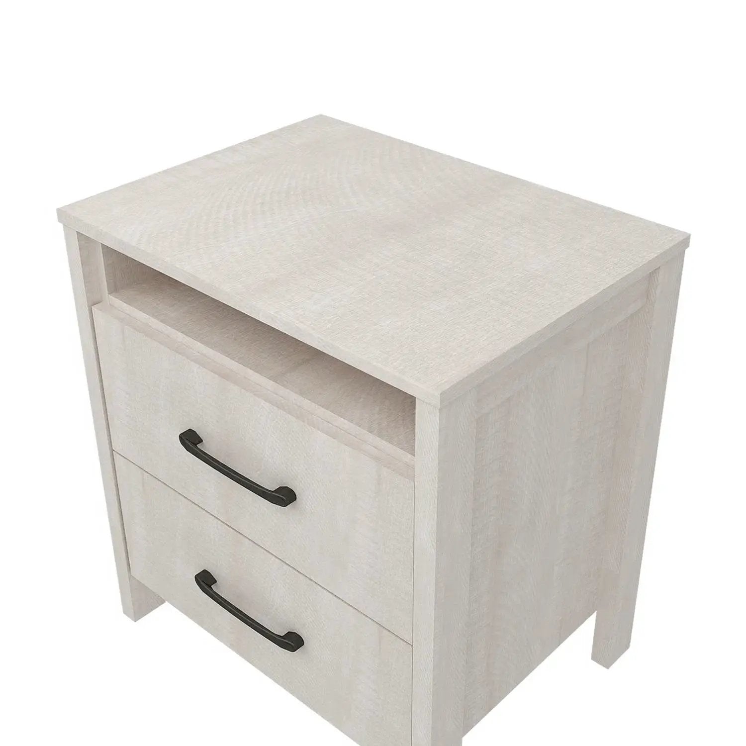 Modern Farmhouse Bedroom 2-Drawer Bedside Table Nightstand in Grey Wood Finish by HomePacific