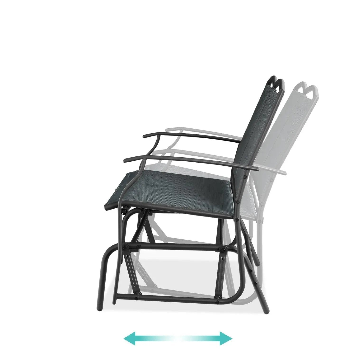 2 Seat Mesh Patio Loveseat Swing Glider Rocker with Armrests in Charcoal by HomePacific