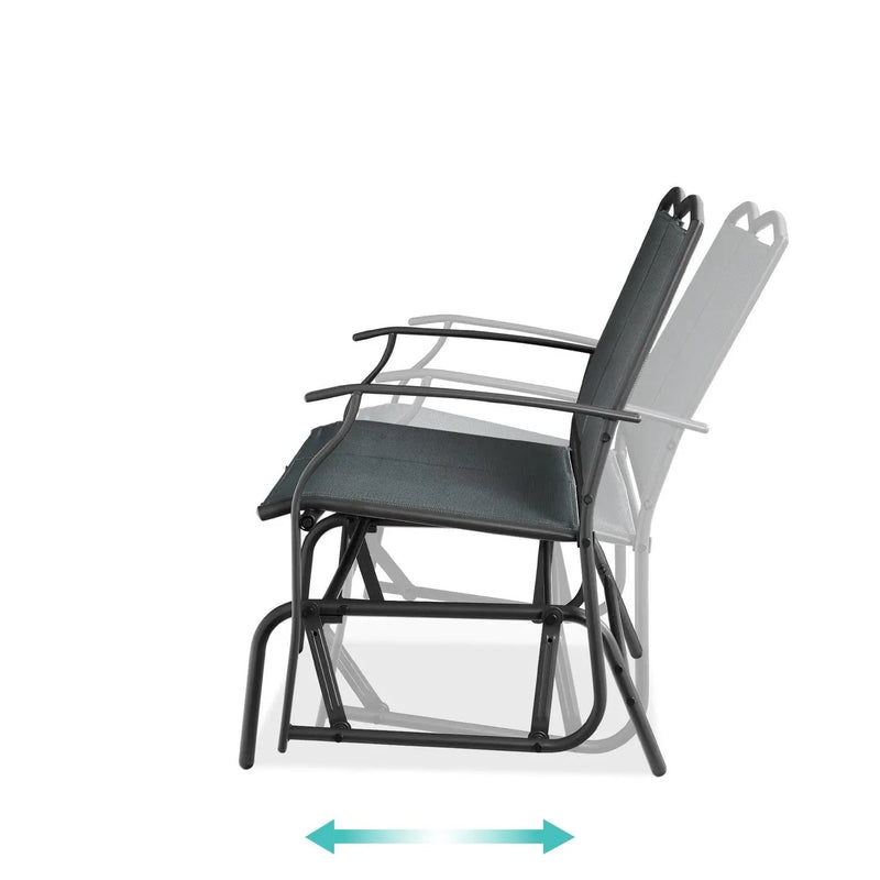 2 Seat Mesh Patio Loveseat Swing Glider Rocker with Armrests in Charcoal by HomePacific