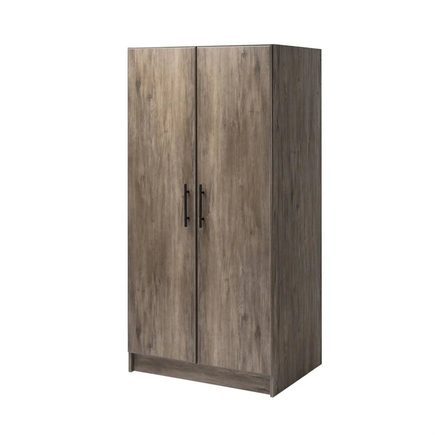 Bedroom Armoire Wardrobe Cabinet with Hanging Rail in Grey Brown Wood Finish by HomePacific