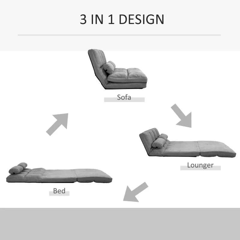 Dark Grey Polyester Suede Fabric Floor Sofa Bed Recliner with Adjustable Back by HomePacific