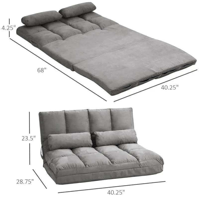 Dark Grey Polyester Suede Fabric Floor Sofa Bed Recliner with Adjustable Back by HomePacific