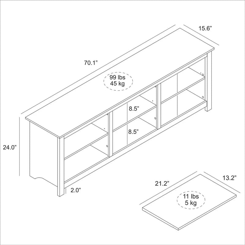 Farmhouse Style TV Stand in Light Grey Oak Wood Finish - for TVs up to 70-inch by HomePacific