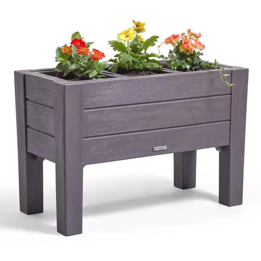 Espresso Rectangular Plastic Raised Garden Bed Planter Box with Removeable Trays by HomePacific