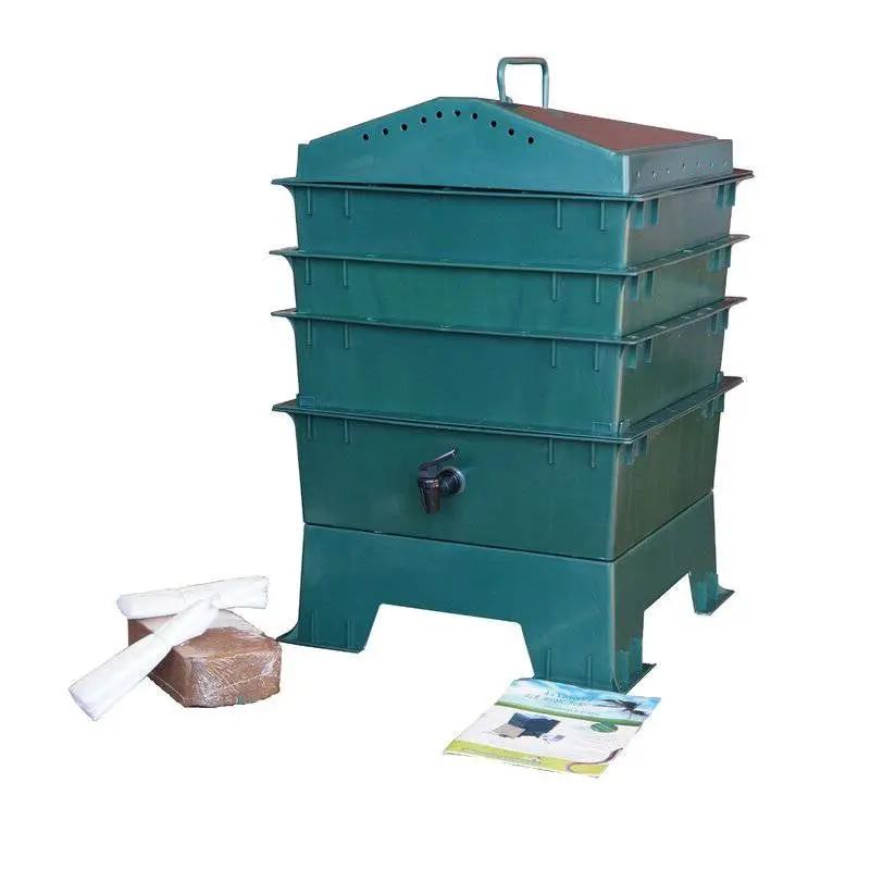 Dark Green Vermicompost 3-Tray Worm Composter with Compost Worm Tea Spigot by HomePacific