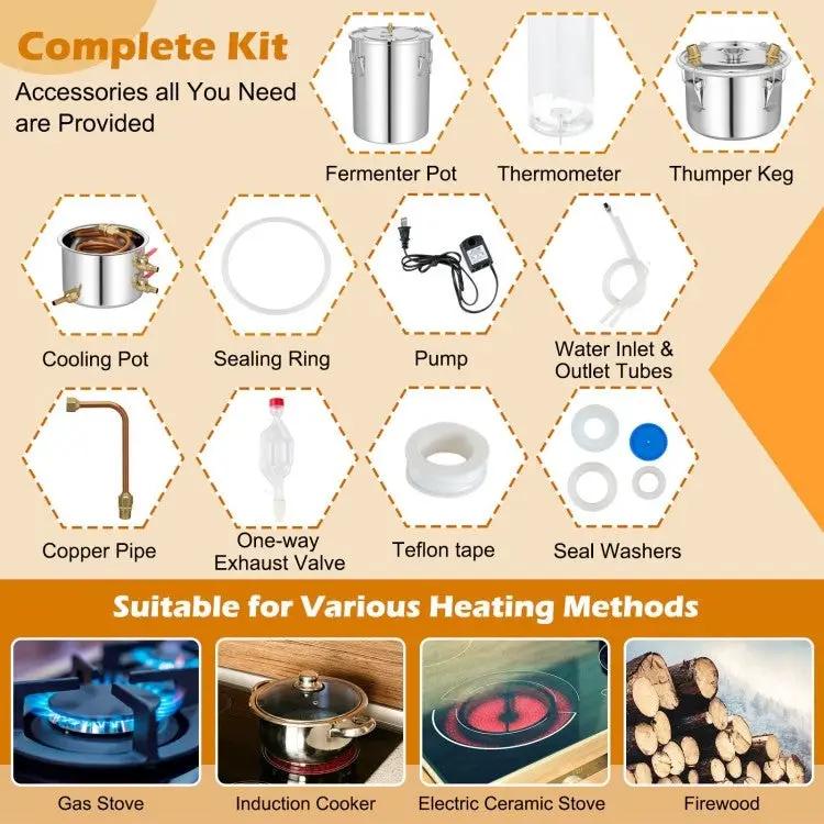 10 Gallon Stainless Steel Alcohol Still Fermenting / Distilling Kit by HomePacific