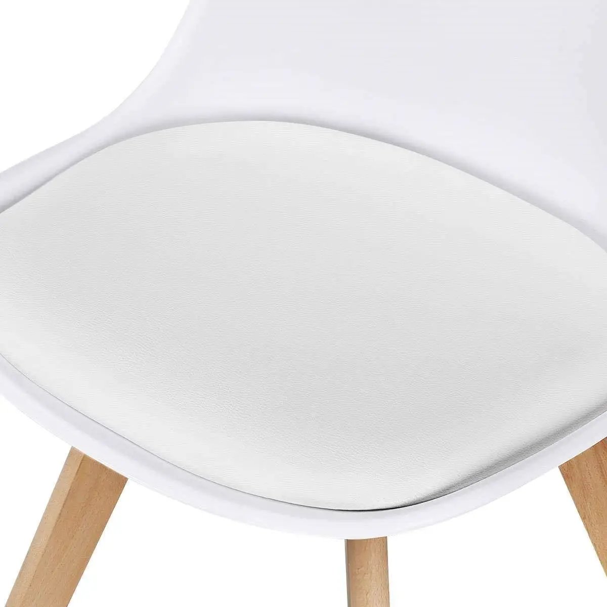 Set of 4 Modern White Shell Dining Chair Upholstered Padded Seat w/ Beechwood Legs by HomePacific