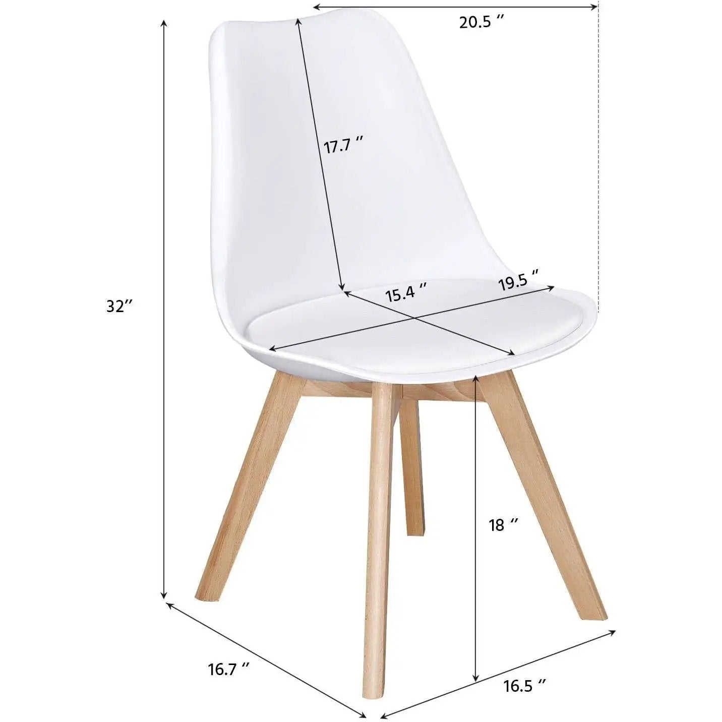 Set of 4 Modern White Shell Dining Chair Upholstered Padded Seat w/ Beechwood Legs by HomePacific