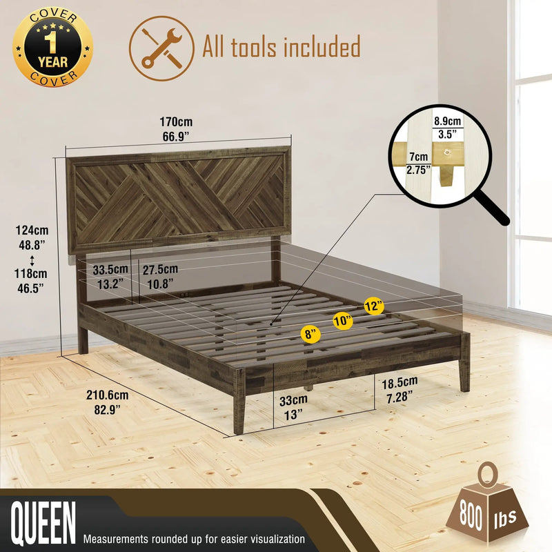 Sierra Solid Wood Bed Frame by Megsu