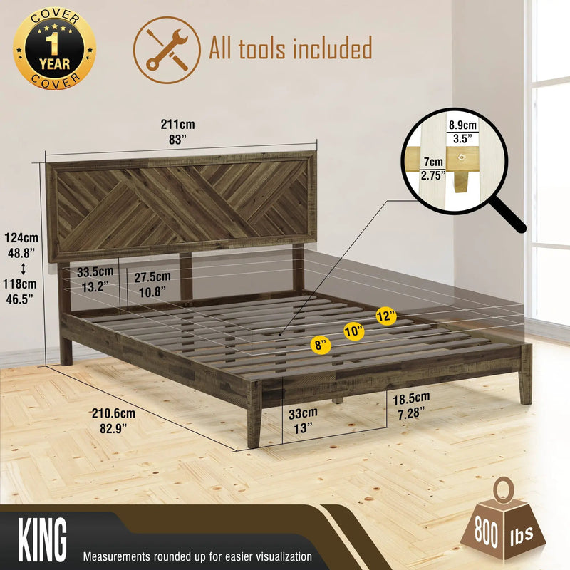 Sierra Solid Wood Bed Frame by Megsu