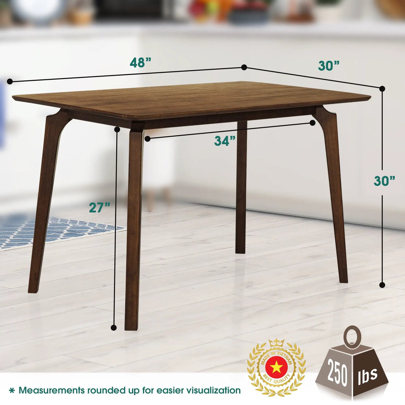 Verve 48 inches Solid Wood Dining Table by Megsu
