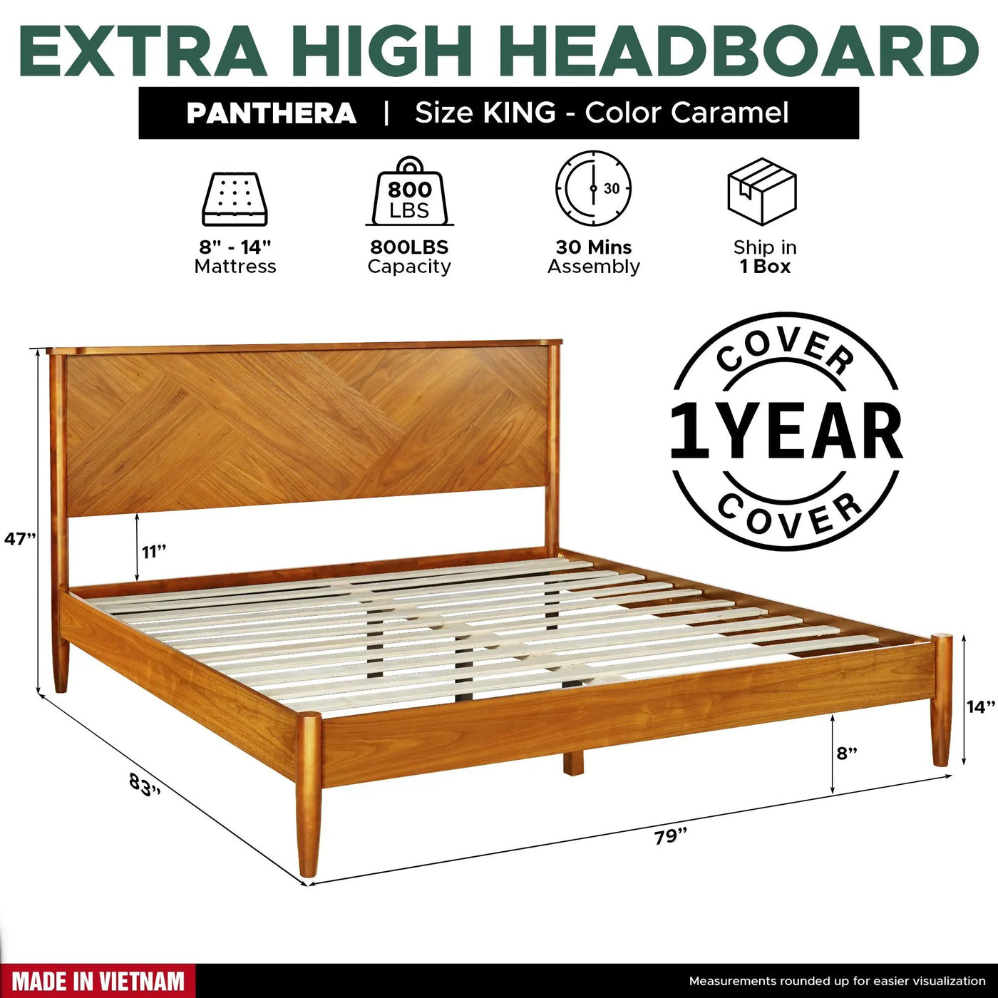 Panthera Solid Wood Bed Frame With Headboard by Megsu
