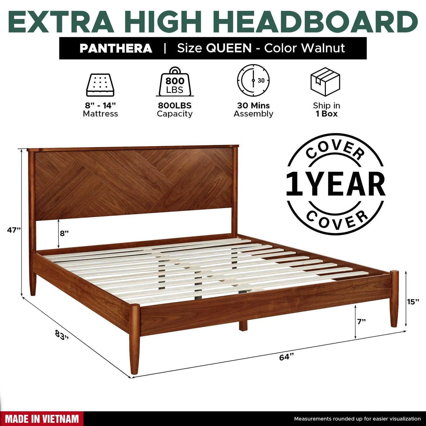 Panthera Solid Wood Bed Frame With Headboard by Megsu