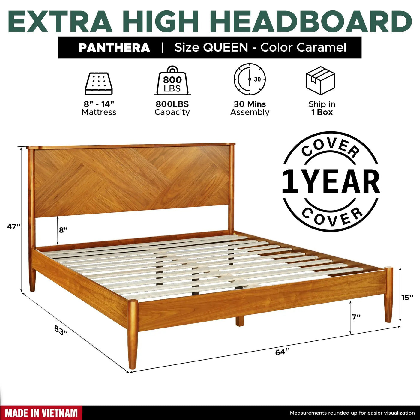 Panthera Solid Wood Bed Frame With Headboard by Megsu