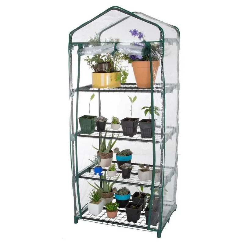 Durable 4-Tier Plant Stand Greenhouse with Zippered PVC Cover by HomePacific