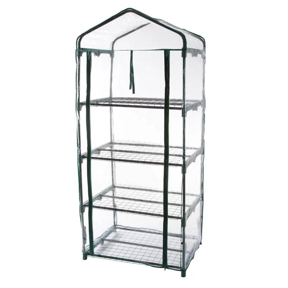 Durable 4-Tier Plant Stand Greenhouse with Zippered PVC Cover by HomePacific