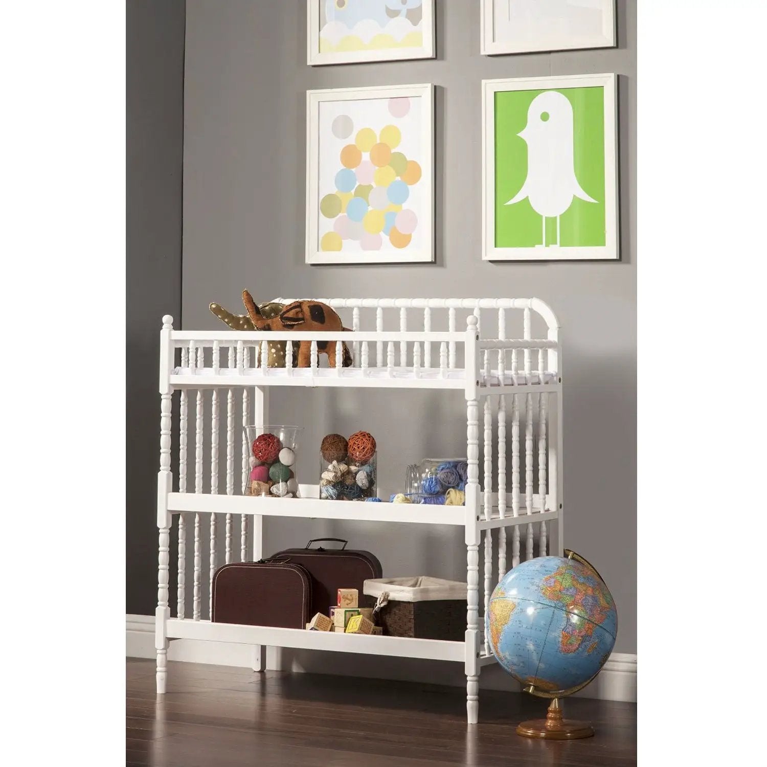 White Wood Changing Table with 1-inch Waterproof Changing Pad by HomePacific