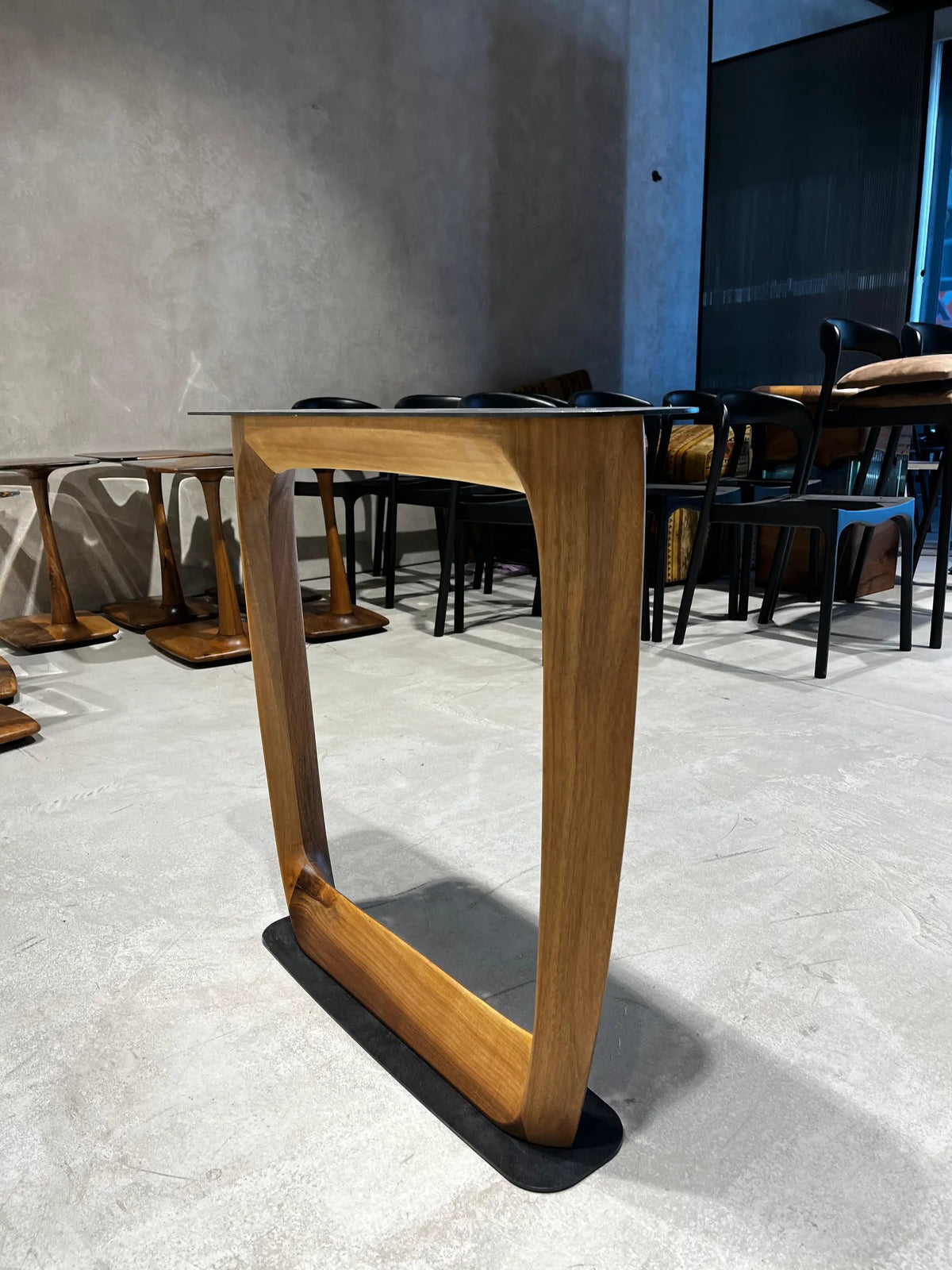 Epoxy Resin River Dining Table Featured Walnut Wood Leg, photo 14 of 16