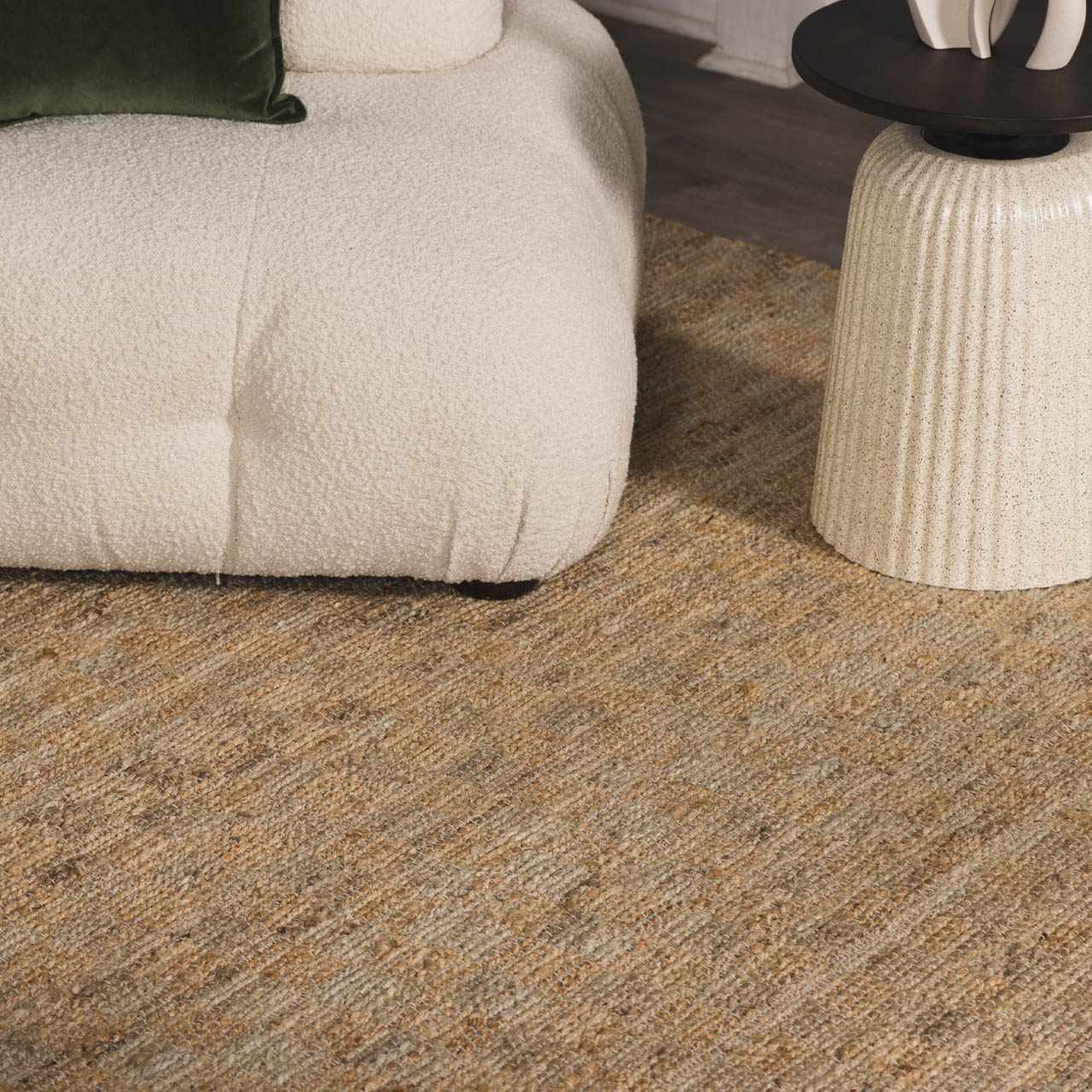 Lonut Checkered Jute Area Rug - Clearance by Boutique Rugs