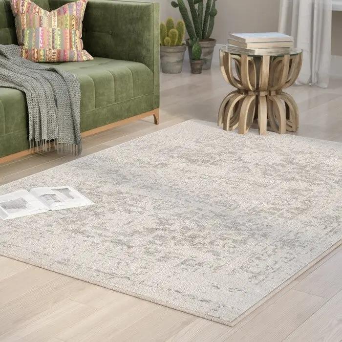 3' x 5' Distressed Oriental Area Rug in Light Grey / Beige by HomePacific
