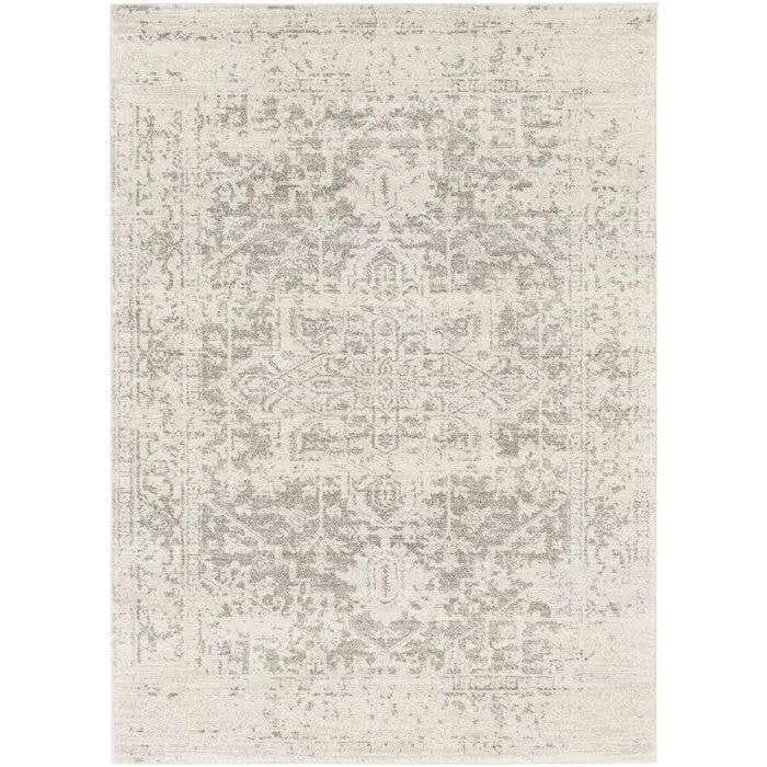 5' x 7' Distressed Oriental Area Rug in Light Grey / Beige by HomePacific