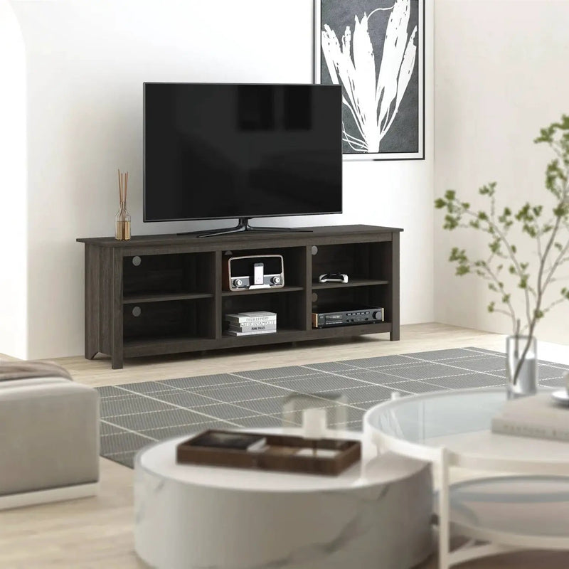 70-inch Dark Brown Wood TV Stand Entertainment Center for TV up to 78-inch by HomePacific