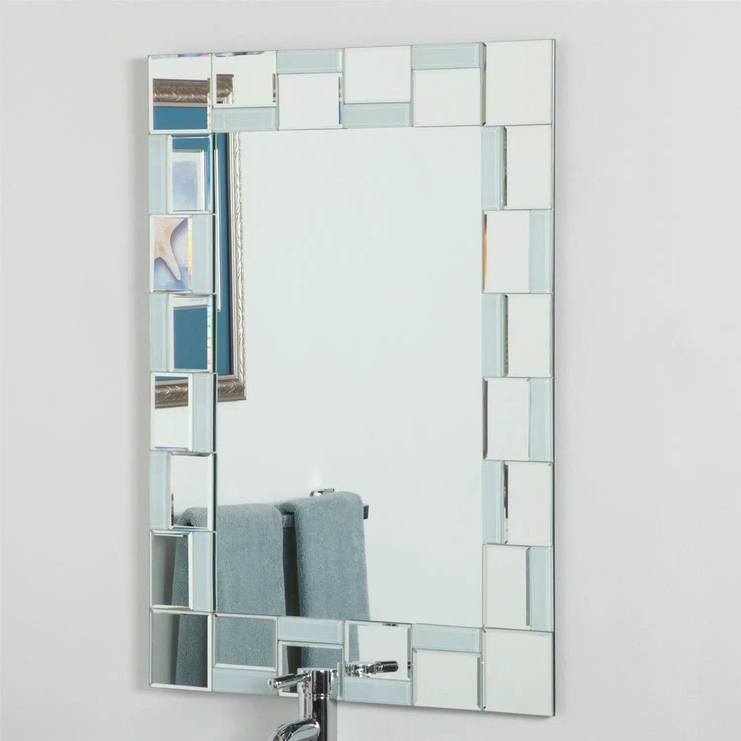 Modern 31.5 x 23.6 inch Rectangle Bathroom Mirror with Unique Border by HomePacific