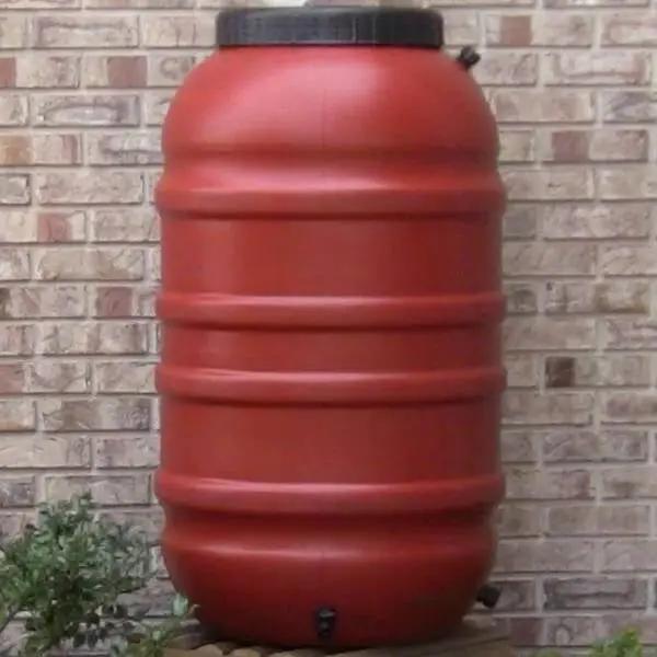Terra Cotta Red HDPE Plastic 55-Gallon Rain Barrel with Spigot by HomePacific