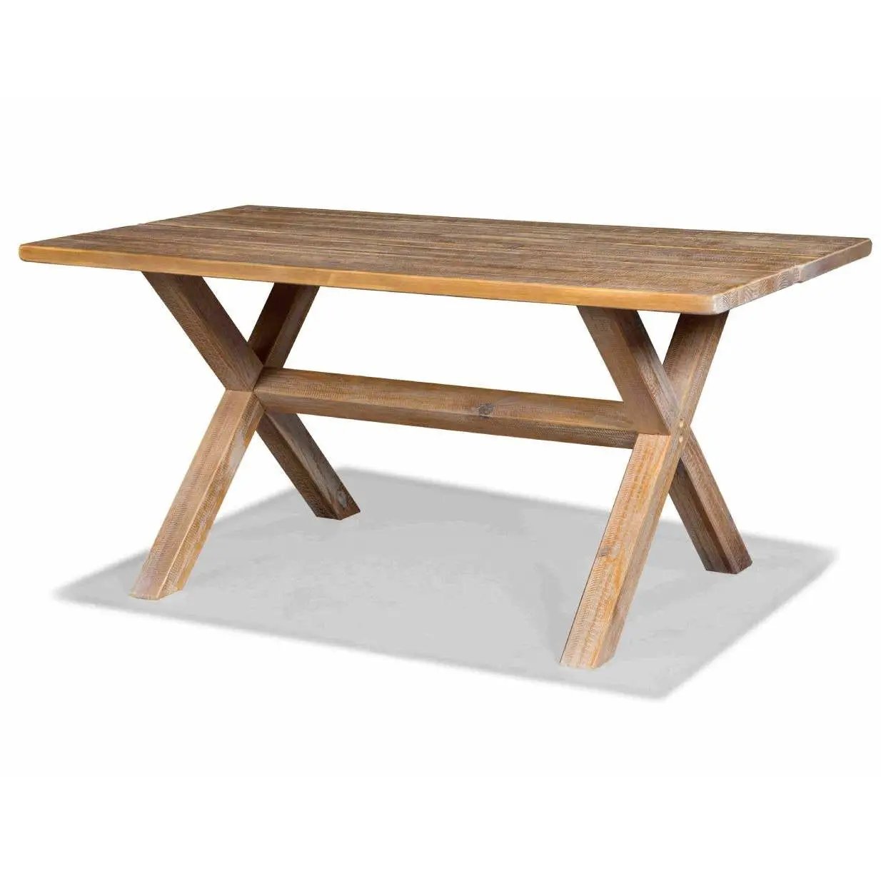 Modern Farmhouse Solid Pine Wood Dining Table in Distressed Driftwood Finish by HomePacific